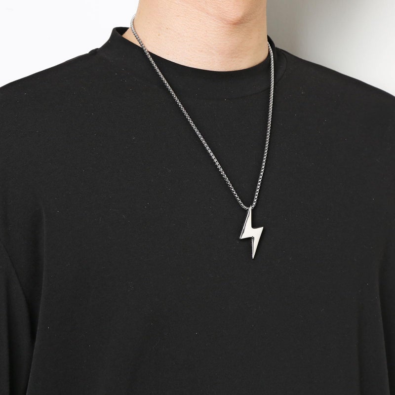 AsAlways Men Women Locomotive Street Punk Hip Hop Retro Minimalist Geometric Lightning Bolt Pendant Necklace - Image 3